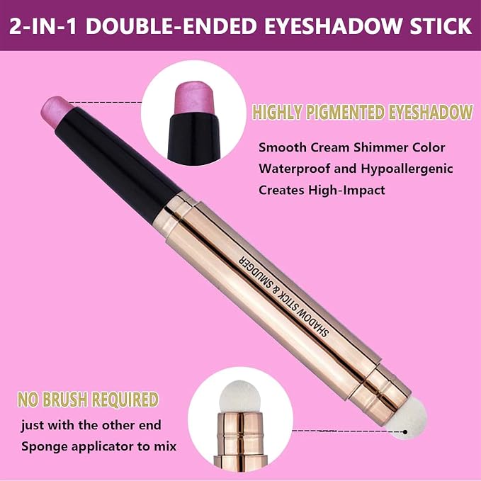 Pink Eyeshadow Stick Makeup, Highlighter Matte Cream Eye Shadow Pencil - Image 3