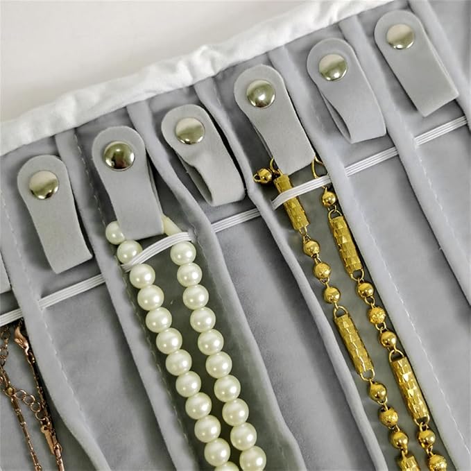 Portable Jewelry Roll Untangled Secure Necklace Travel Storage Bag Displays - Image 6