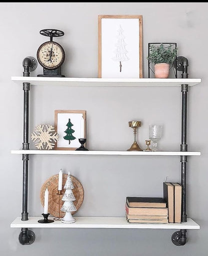 HDDFER Industrial Pipe Shelving Rustic White Pipe Wall Shelves Bathroom Shelves - Image 6