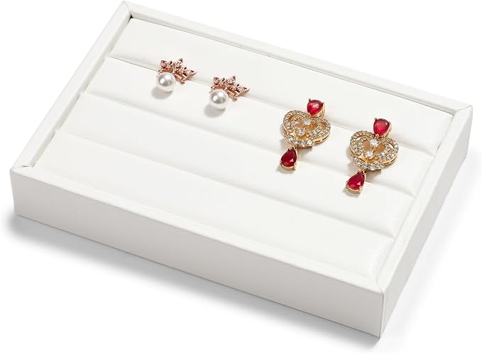 Oirlv 3 Slots PU Leather Small Ring Organizer Earrings Trays Showcase Display by Oirlv