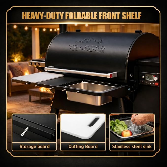 QuliMetal Folding Front Shelf for Traeger Pro 780 and Ironwood 885, Heavy-Duty - Image 6