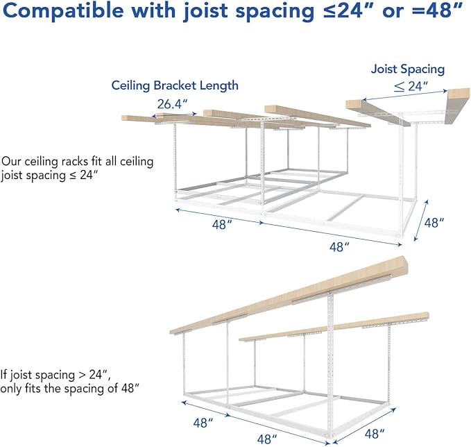 FLEXIMOUNTS 4x8 Overhead Garage Storage Rack without Decking, Garage Storage - Image 6