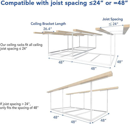 FLEXIMOUNTS 4x8 Overhead Garage Storage Rack without Decking, Garage Storage - Image 6