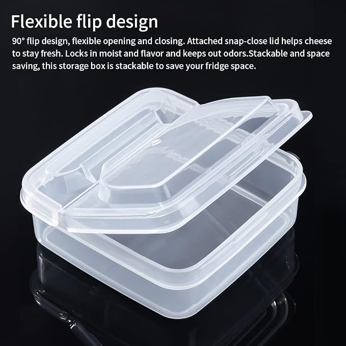 2Pack Sliced Cheese Container for Fridge, Flip Lid Clear Butter Block Cheese - Image 7