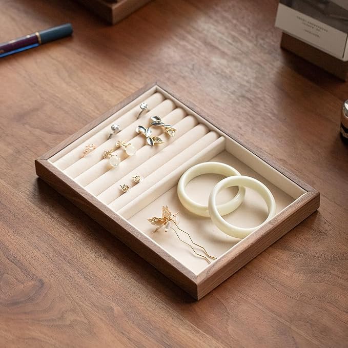 Black Walnut Wooden Jewelry Tray Organizer - Image 4