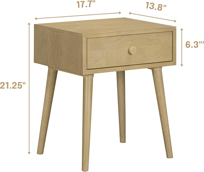 NTC Lux Solid Wood Nightstand, Mid Century Modern Side Table Bedroom, Bedside - Image 2