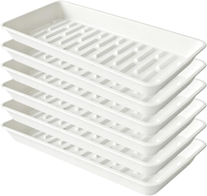 6 Pack Plastic Plant Trays Rectangular 14 Inch, Indoor Outdoor Plant Saucers by Afrine