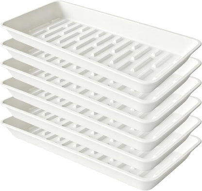 6 Pack Plastic Plant Trays Rectangular 14 Inch, Indoor Outdoor Plant Saucers by Afrine