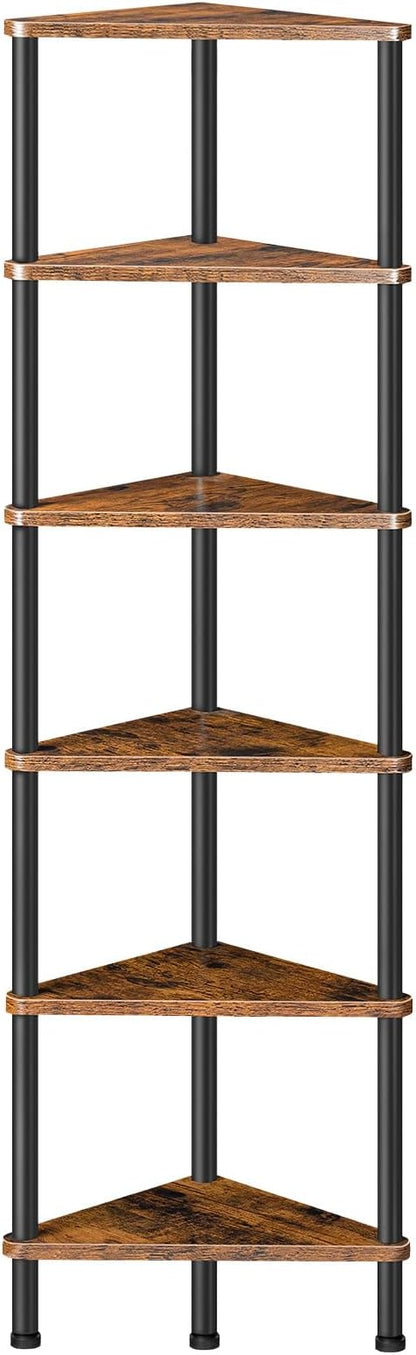 HOOBRO Corner Shelf Stand, Industrial 6-Tier Wall Corner Bookshelf by HOOBRO