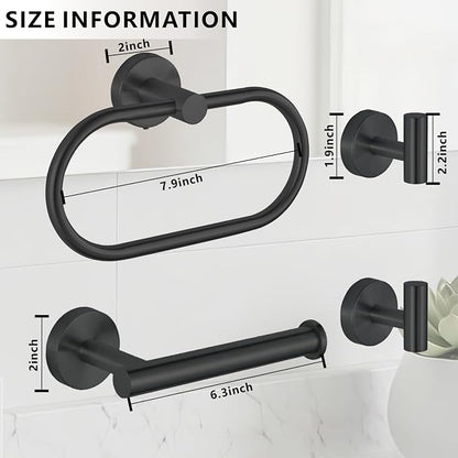 Bathroom Hardware Set Includes Towel Ring, Toilet Paper Holder and 2 Towel Hooks - Image 6