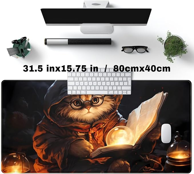 Magical Cat Desk Mouse Mat Black Vintage Desk Pad Playmat - Image 2