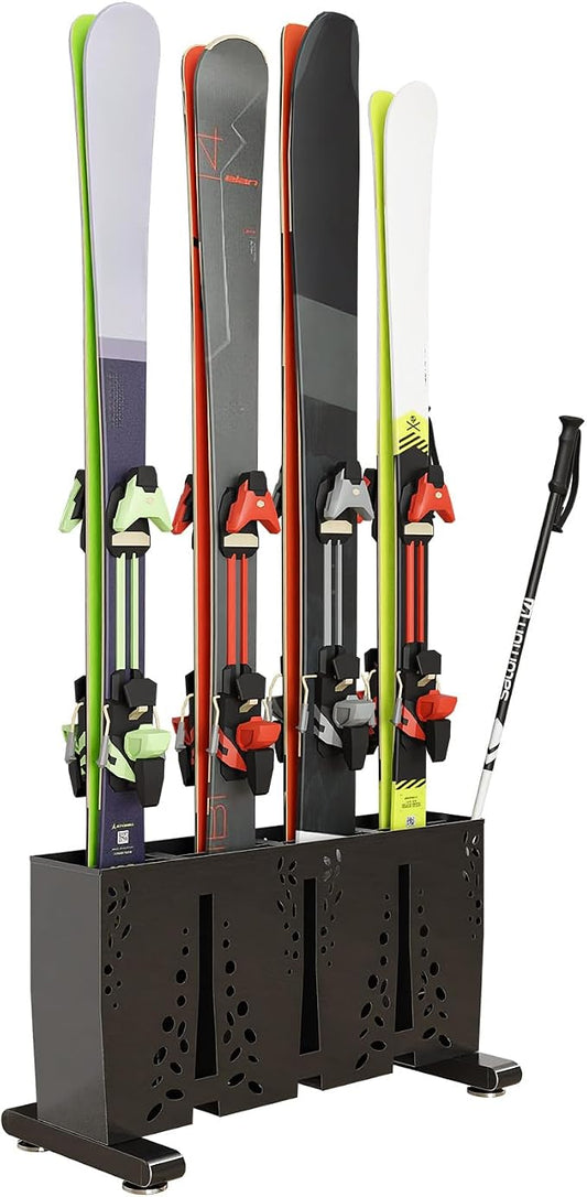 TOCRETOARE Heavy Duty Metal Ski Storage Rack, 4 Pair Freestanding Steel Ski by TOCRETOARE