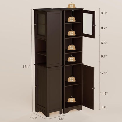 Gizoon Tall Bathroom Storage Cabinet | Freestanding Linen Cabinet - Image 3