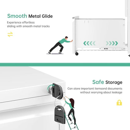 Bonusall 2 Drawer File Cabinet, Metal Rolling File Cabinet - Image 6