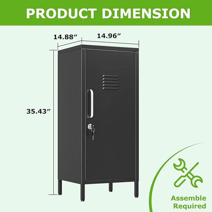 PAOFIN 35" Metal Storage Locker, Lockable Employees Metal Locker - Image 3