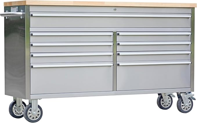 61 in Tool Chest, Tool Box Mobile 9 Drawers Storage Rolling Cabinet by MERXENG