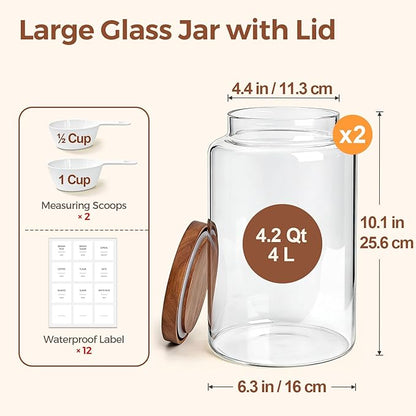 ComSaf 2Pcs Wide-Mouth Flour Sugar Storage Containers - Image 2