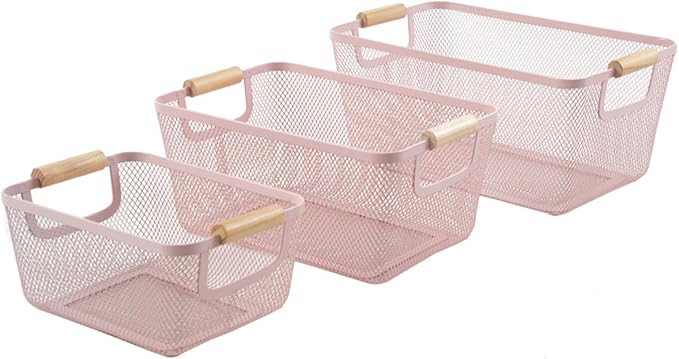 AJIODA Metal Mesh Steel Basket, Large Wire Storage Organizer Basket - Image 4