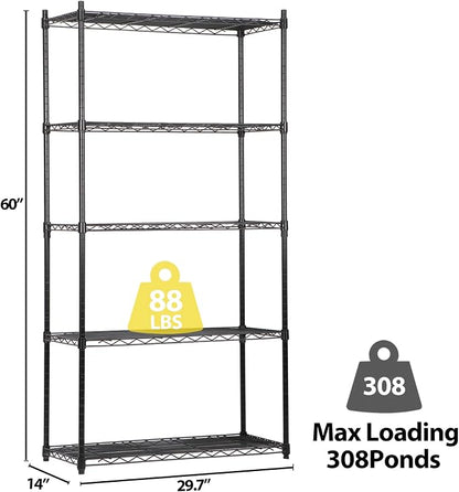 SUPER DEAL Black 5-Shelf Heavy Duty Storage Wire Shelving Unit - Image 4