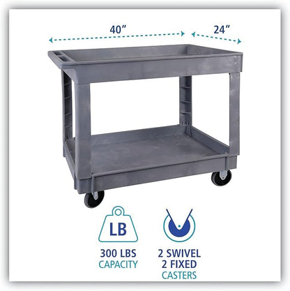 40" X 24" 2 SHELF UTIL CART GRAY - Image 2