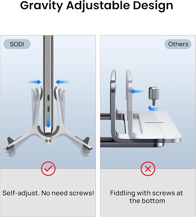 SODI Vertical Laptop Stand for Desk, Gravity Auto Lock Vertical MacBook Stand - Image 7