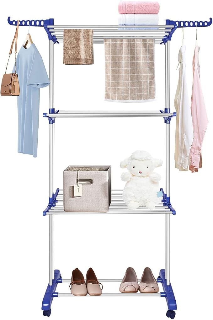 Bigzzia Clothes Drying Rack, Folding Stainless Steel Drying Rack Clothing - Image 2