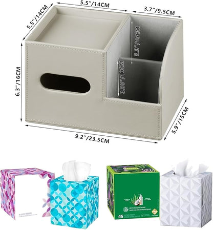 PU Leather Tissue Box Cover Square, Tissue Box Holder Organizer - Image 3