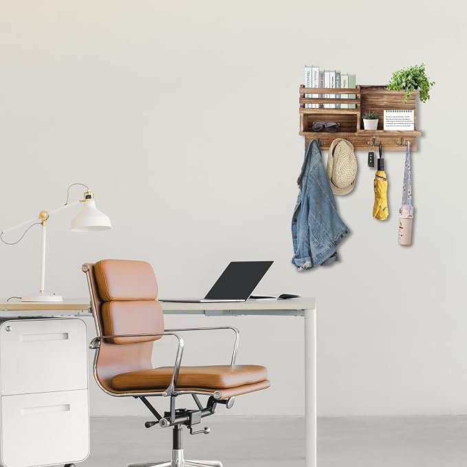 Key Holder Wall Mount, Solid Wood Key and Mail Organizer - Image 7