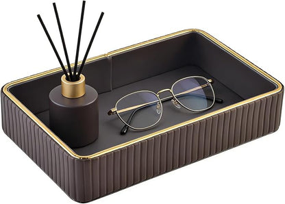 PU Leather Valet Tray, Desk Organizer Tray Nightstand Organizer Trinket Dish by XNONE
