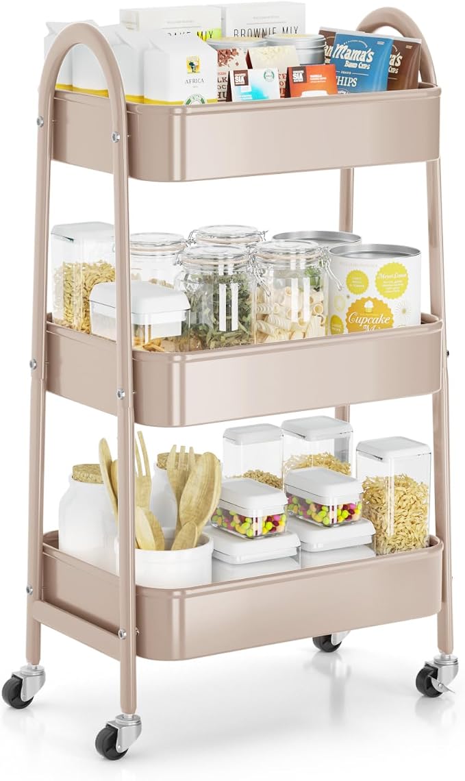EAGMAK 3 Tier Rolling Cart, Large Metal Storage Cart by Eagmak