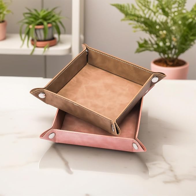 siduater Valet Tray Desktop Storage Organizer – Vegan Leather Catchall Bedside - Image 2
