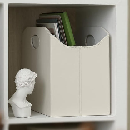 EZDeco Magazine Holder Foldable Magazine Rack Floor PU Leather File Holder - Image 3