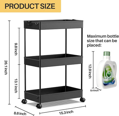 SPACEKEEPER Rolling Storage Cart 3 Tier Bathroom Cart Organizers - Image 4