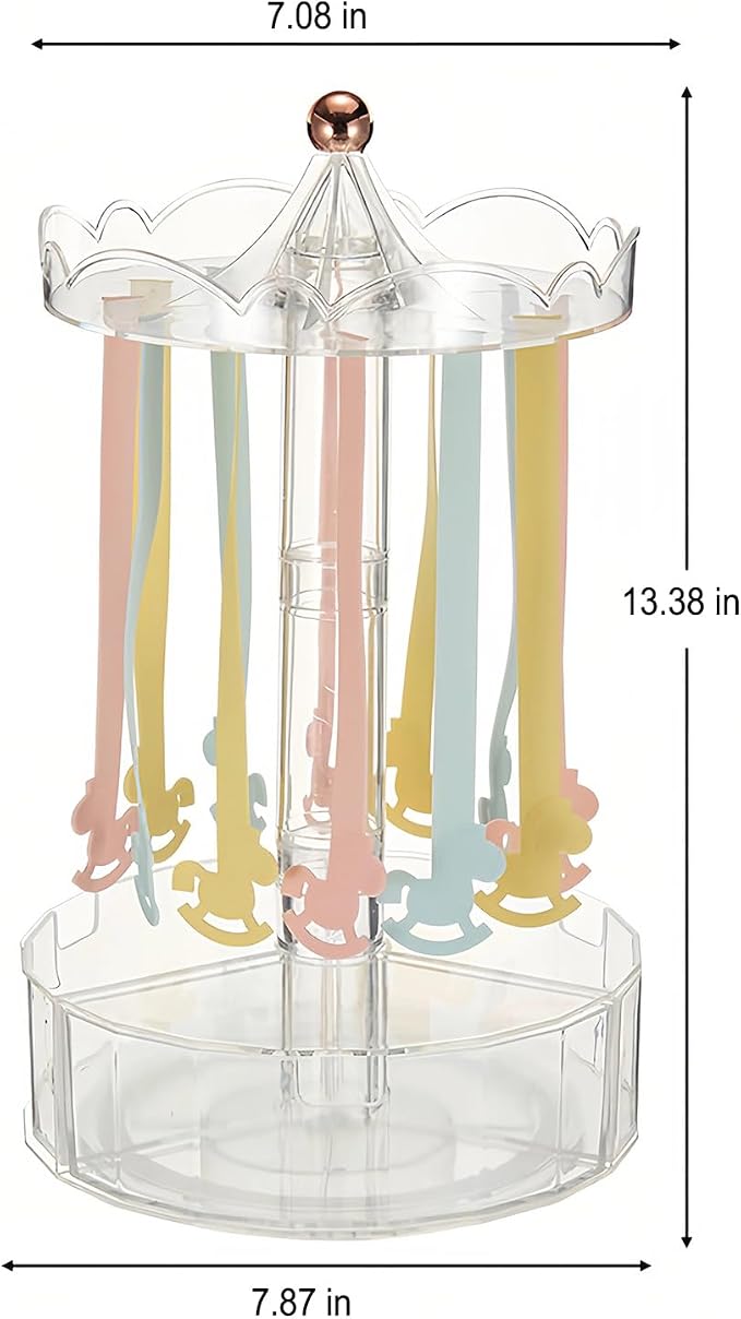 Clear Acrylic Hair Bow Holder, 360 Rotating, 3 Drawers | Clear acrylic - Image 3