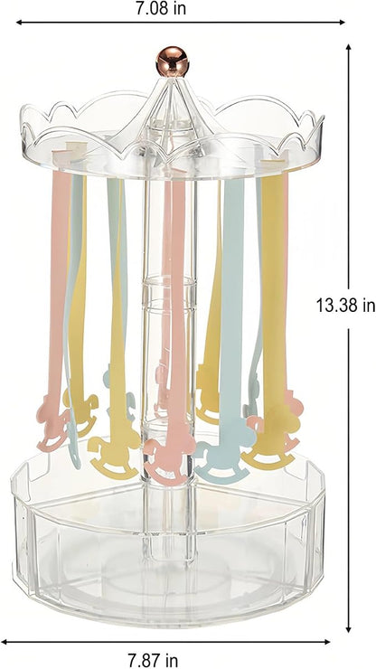 Clear Acrylic Hair Bow Holder, 360 Rotating, 3 Drawers | Clear acrylic - Image 3