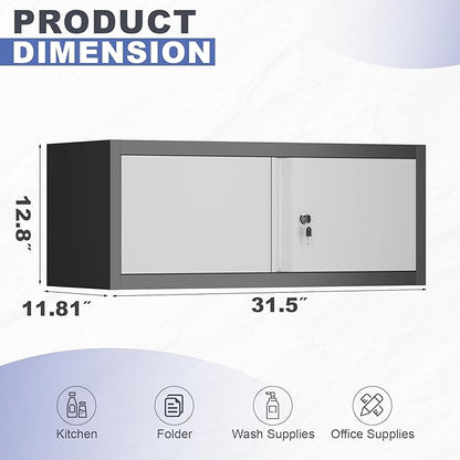 Metal Garage Storage Cabinet, Locking Cabinet Wall Mounted, 12.8" H Floating - Image 3