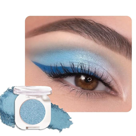 Sky Blue Single Metallic Shimmer Eyeshadow Makeup, Neutral Powde Eye Shadow by HHLTOH