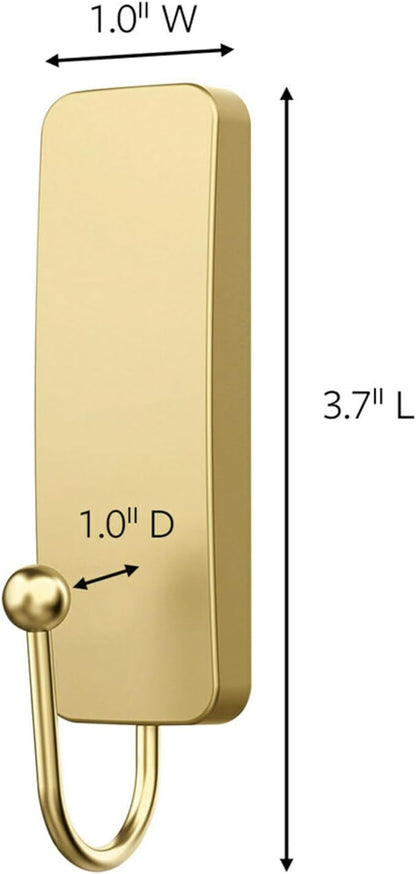 Command Medium Satin Brass Hooks, 1 Hook and 1 Strip, Damage-Free Hanging Wall - Image 2