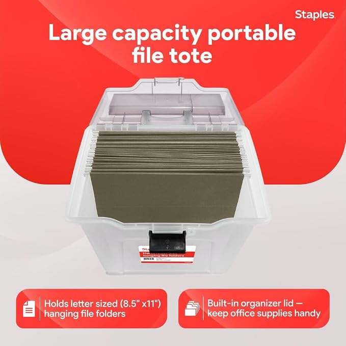 STAPLES File Box File Portable Tote, Letter Size - Image 3