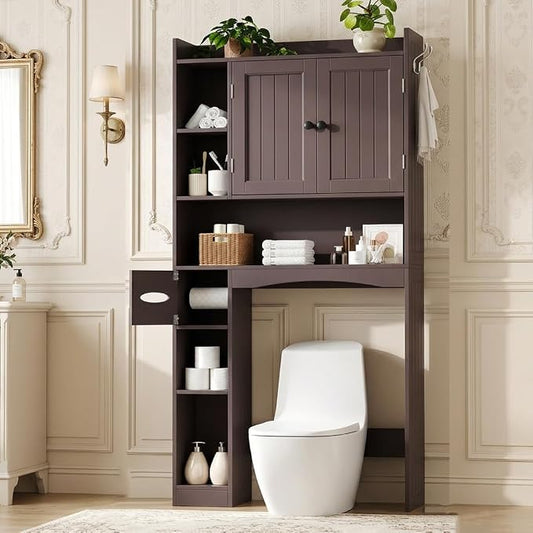 Gizoon 66''H Over The Toilet Storage Cabinet, Dark Brown | Over Toilet Storage by Gizoon