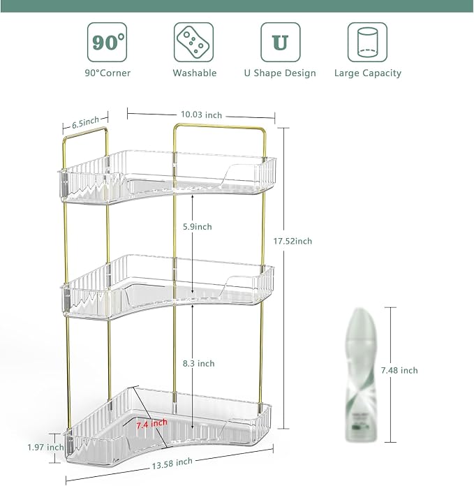 Webetop Corner Bathroom Counter Organizer 3 Tier Bathroom Countertop Organizers - Image 2