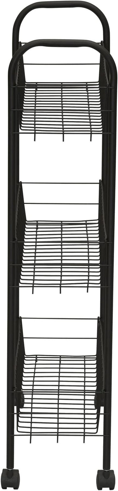Household Essentials Matte Black Slim, 3 Shelf Storage Cart - Image 6