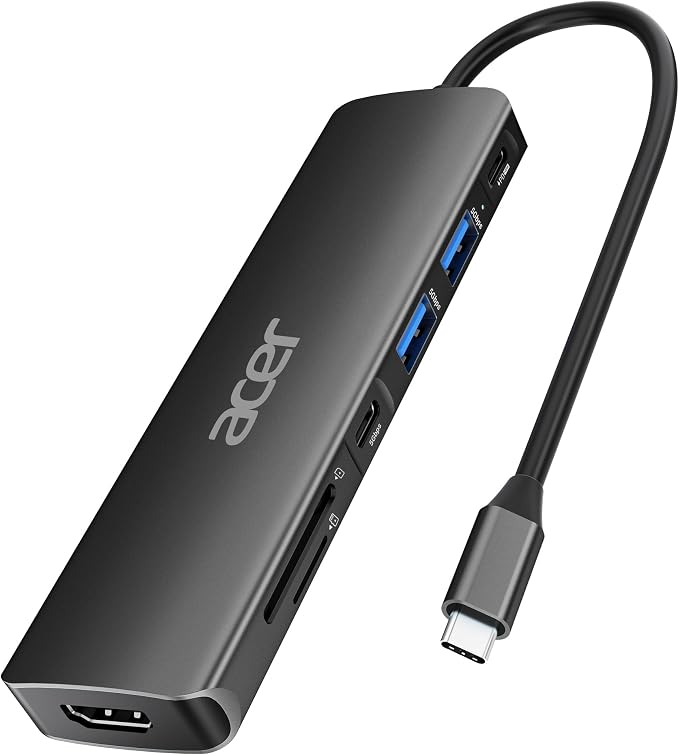 Acer USB C Hub, 7 in 1 USB-C to HDMI Dock, 2 USBA 3.1 GEN1 and 5Gbps Type-C by Unknown
