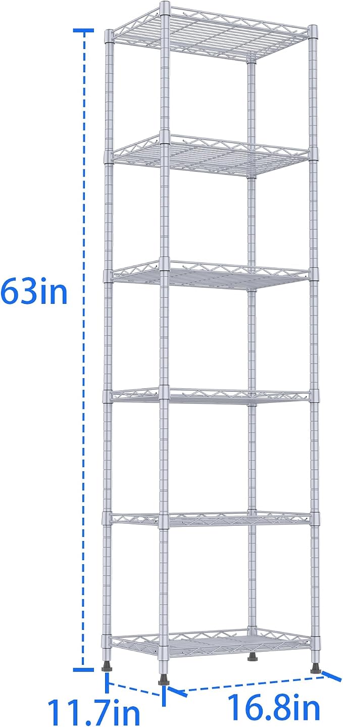 REGILLER 6 Wire Shelving Steel Storage Rack Adjustable Unit Shelves - Image 3