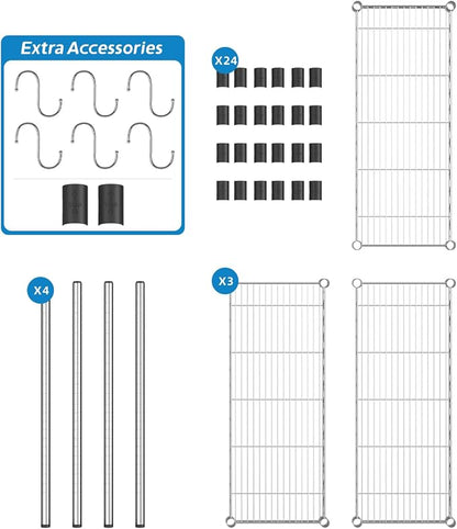 3-Shelf Adjustable Metal Shelf Wire Shelving Storage Rack - Image 5