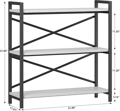 Homeiju 3 Tier Bookshelf 31.49" Width, Wood and Metal Etagere Bookcase - Image 3