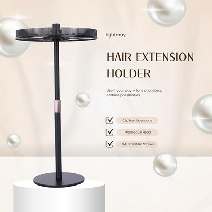 Adjustable Hair Extension Stand – Matte Black Metal, Tangle-Free Storage & - Image 2