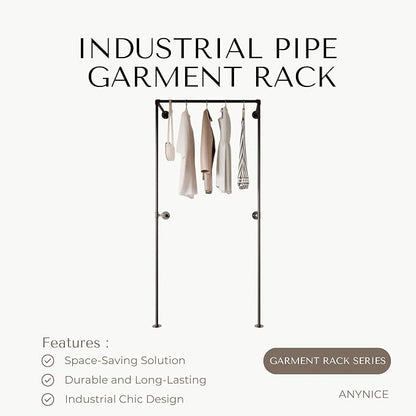 Industrial Pipe Clothing Rack, Heavy Duty Wall Mounted Clothes Rack, Retail - Image 2
