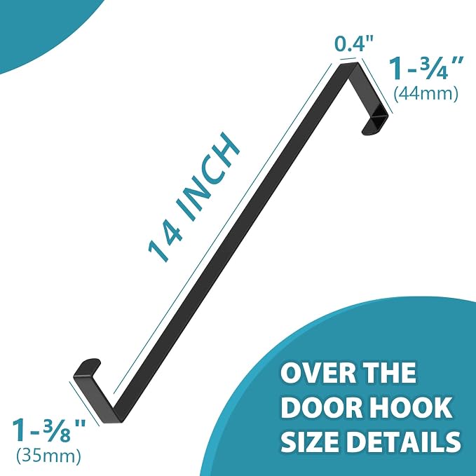 Over The Door Hooks 14”, 4 Pack Upgraded Widen Hanger Hook Fits 1-3/4” & - Image 3