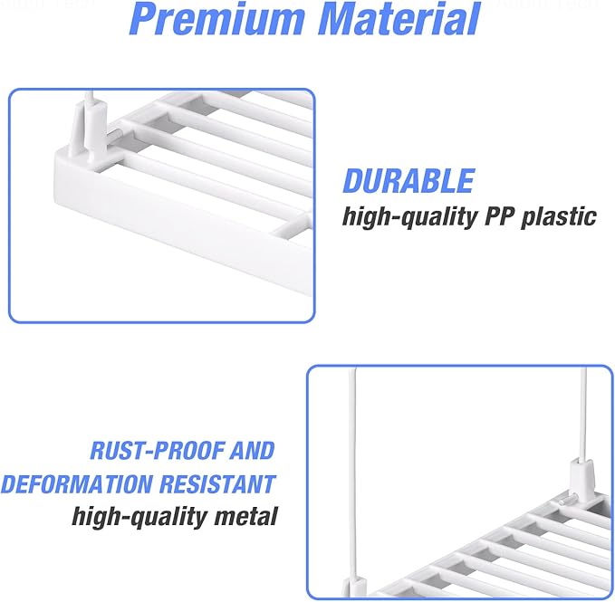 NiHome 4-Pack Stackable Plastic Kitchen Storage Shelf Foldable Rack, Expandable - Image 4